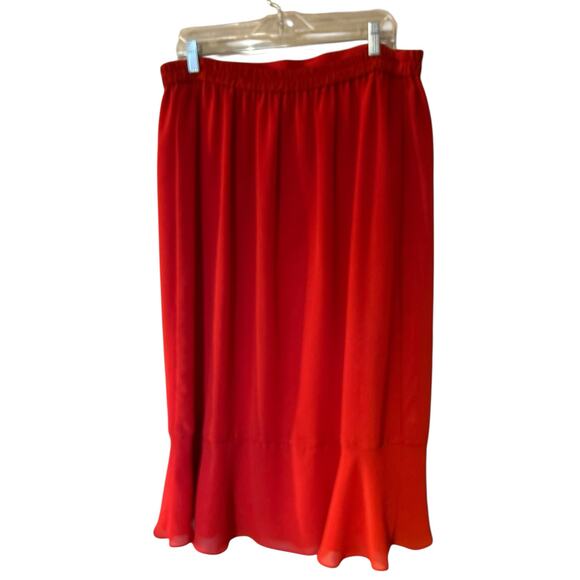 Tally Taylor Red Trumpet Midi Skirt SZ 18 W Lined Layered Christmas 90's VTG - Picture 4 of 6